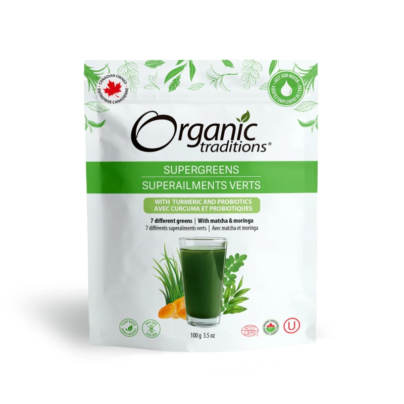 Organic Traditions SuperGreens with Turmeric and Probiotic 100g