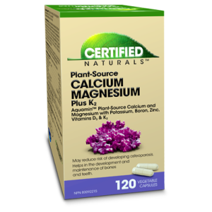 Certified Naturals™ Plant-Source Calcium Magnesium Plus K2 Capsules with Aquamin 120 Vegetarian Capsules
