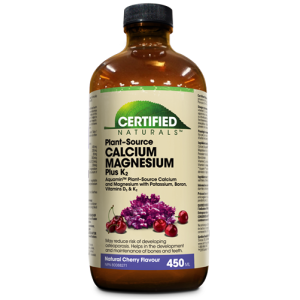 Certified Naturals™ Calcium Magnesium Plus K2 Liquid (Cherry) 450 ml with Aquamin