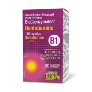 Natural Factors BioCoenzymated Benfotiamine B1 plus Sulbutiamine 150 mg 60 Vegetarian Capsules