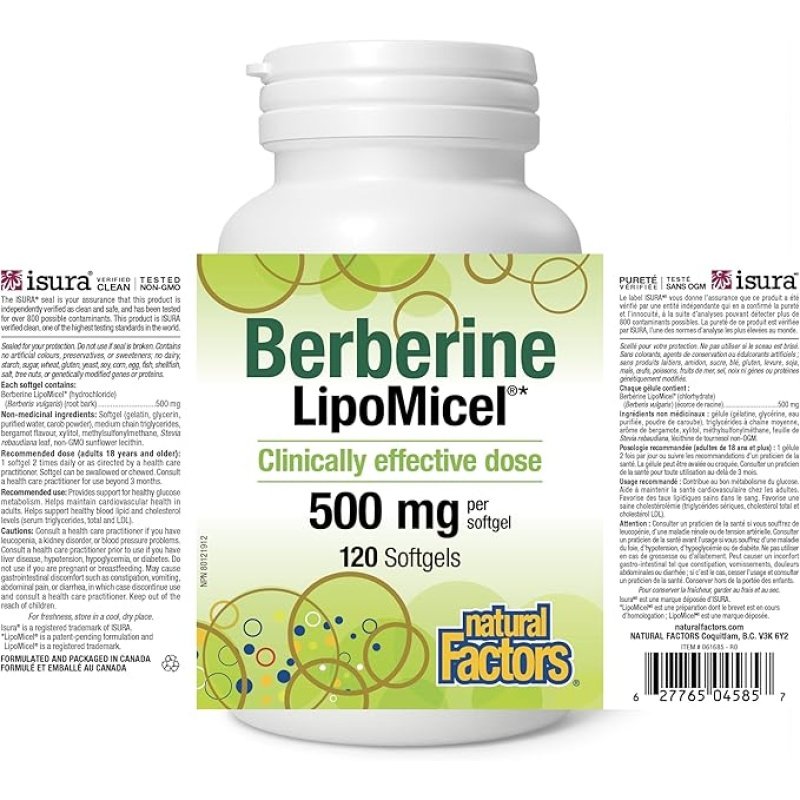Berberine LipoMicel Matrix 120 softgels Natural Factors - Image 2
