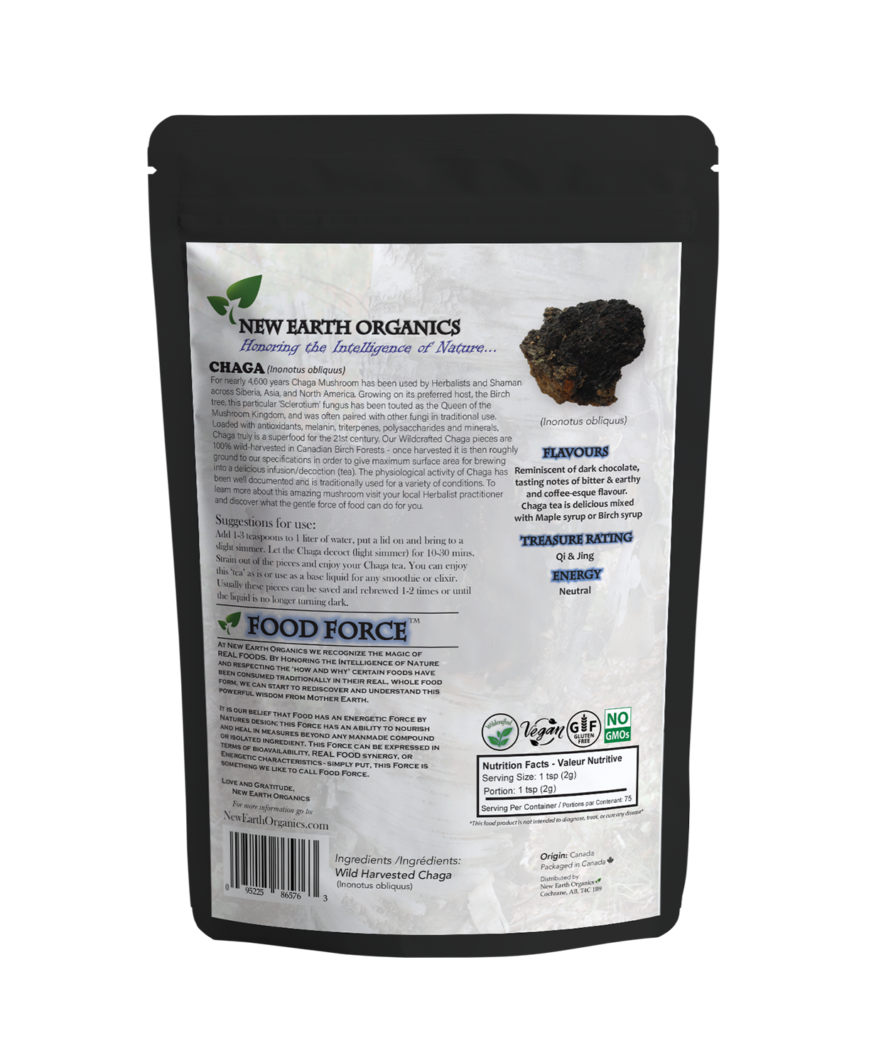 WILD Chaga Pieces (Tea Cut) 150g New Earth Organics - Image 2
